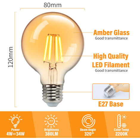 Bombilla Led E14 Filamento Retro Vintage 4w, 5 Unidades, Aigostar