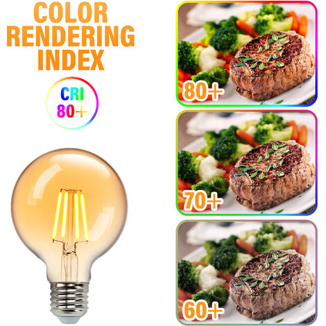 Aigostar Bombilla Vintage LED,Bombilla LED E27 Luz Calida 2200K, 4W (Equivalente a 34W),380LM,G80 Retro Bombilla Decorativa,para el Hogar, Restaurante, Cafetería, Bar-3 Unidades