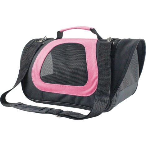 Nobleza Bolso transportin de tela oxford para perros gatos o animales pequenos. Pequeno Color Rosa Largo 34 cm