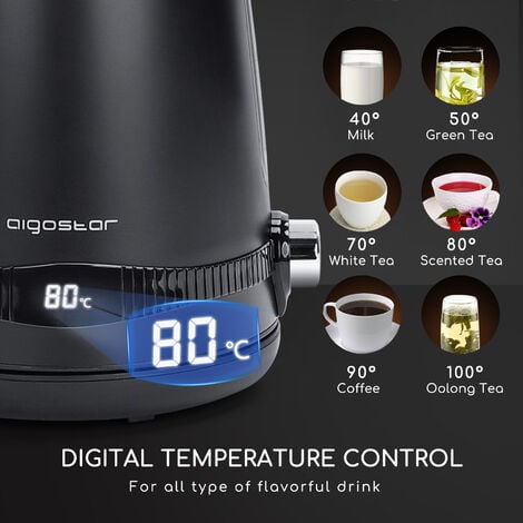 Aigostar Loki - Hervidor de Agua con Regulador de Temperatura Regulable  40°C a 100°