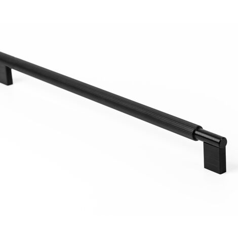 tirador aluminio modelo arpa acabados efecto inox, laton cepillado, negro cepillado acabado negro cepillad dist. agujero dist. 1178mm.