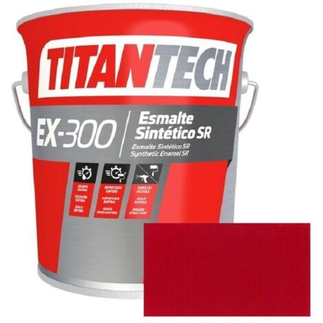 TITAN esmalte s/r ex300 rojo ral-3001 4l titantech , El esmalte rojo RAL-3001 s/r EX300 es un esmalte sintético industrial alquídico de secado rápido, con un (1/2)