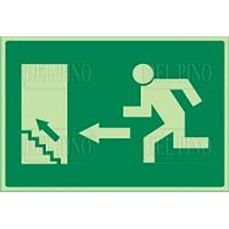 señal 966 plast.297x210''s.emerg.izd''lum. (pictograma)salida izda.escalera arriba (1/2)