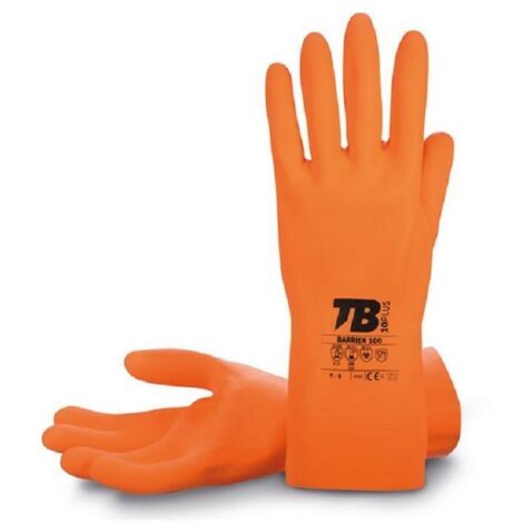 guante latex natural  naranja flocado 30cm talla 8-10 t/guante talla m-8