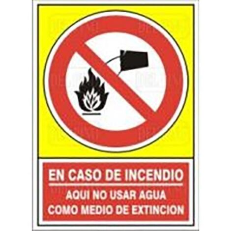 señal 409 plast.420x297''no agua p/ext'' en caso de incendio no usar agua (1/2)