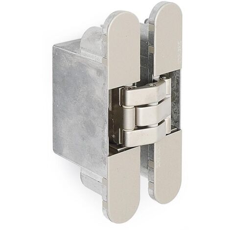 BISAGRA INVISIBLE KTWIST K2000 NIQUEL SATINADO AUTOCERRANTE. REVERSIBLE. 160X75mm. (1/2)