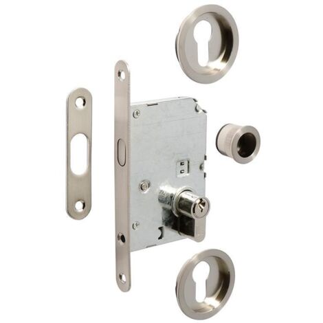 kit cerradura puerta corredera niquel satinado  cilindro 20-20 niquelado.