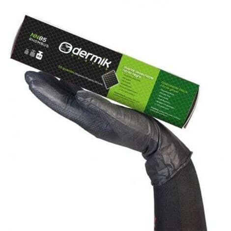 GUANTE DESECHABLE NITRILO ACABADO DIAMANTE NEGRO TALLA M-L DISPENSADOR 50unds