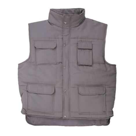 chaleco multibolsillo acolchado exterior 100% poliester interior guata varios colores tallas s-xxl color ropa gris claro talla xl