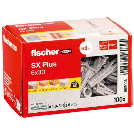 TACO DE NYLON FISCHER SX PLUS - DE 4X20 A 14X70 MM - CAJAS DE 20 A 200 UNIDADES