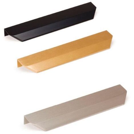 tirador aluminio vann. disponible en acabados negro mate, anodizado brillo y laton oscuro acabado laton oscuro dist. agujero dist. 64mm.
