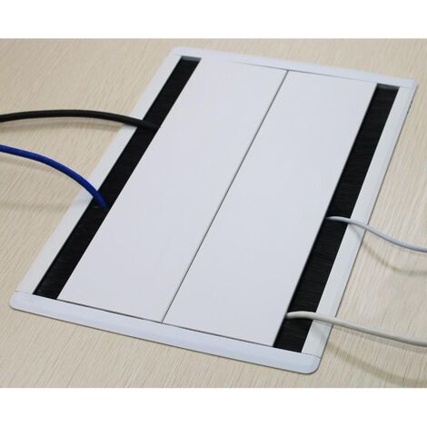 pasacable con tapa amortiguador doble blanco con amortiguacion. medidas 300x215x25mm. (1/3)