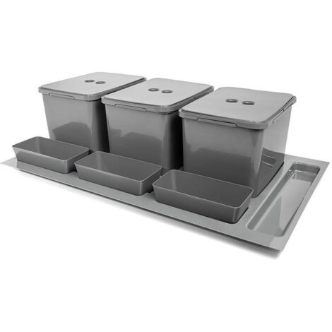 HERRAJES ALK cubo de basura modelo elegans m900 3x16l acabado antracita (1/3)