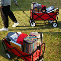 Camping en plein air chariot pliant chariot caddie portable épicerie pêche engins de pêche manutention petite remorque rouge