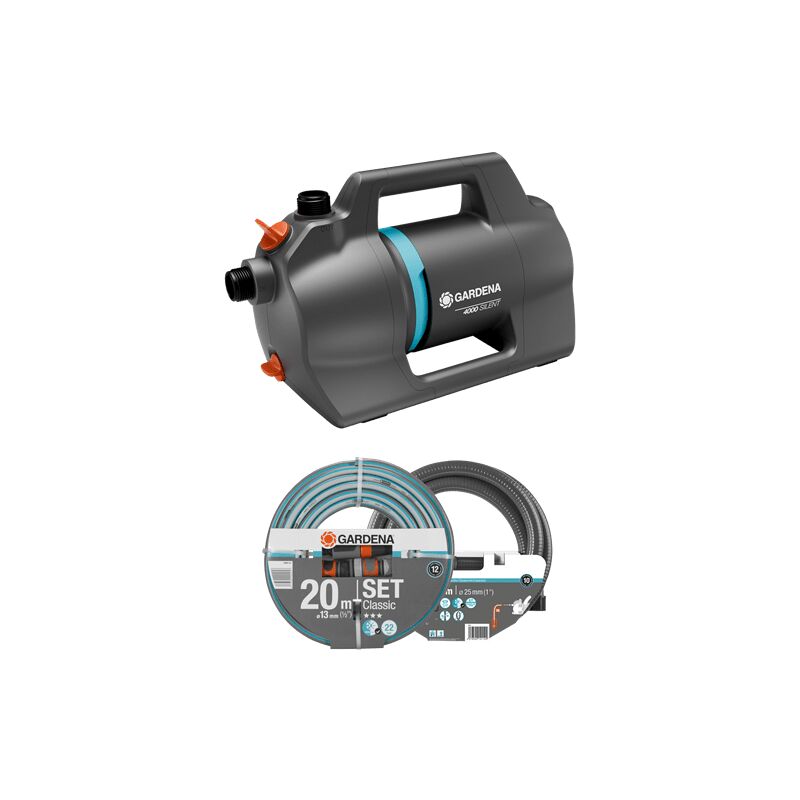 Gardena Gartenpumpe 4100 Silent Set - 4100 L/h Mit Saugschlauch