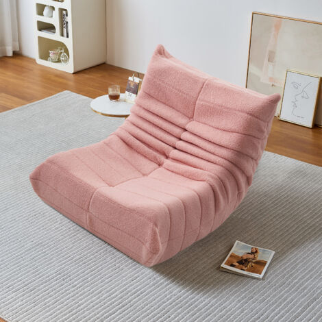 Fauteuil Paresseux pour salon, chambre à coucher, canapé simple, en mousse haute densité à rebond 40x28x28.3in rose-1