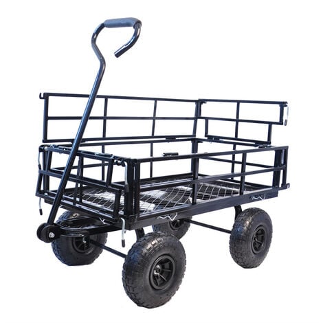 Remorque chariot de jardin facilitent le transport du bois de chauffage  noir 103 x 100 x 50 cm