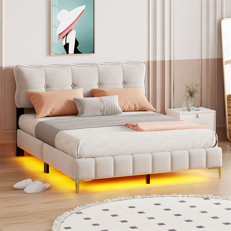 Lit double futon pour adulte gomera avec sommier queen size 160x200 cm  couchage 2 places / 2 personnes, revêtement synthétique gris IDIMEX Pas  Cher 