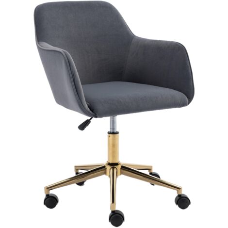 Chaise De Bureau Pivotante En Velours Réglable En Hauteur, Base En Metal Dore Orange 94970104