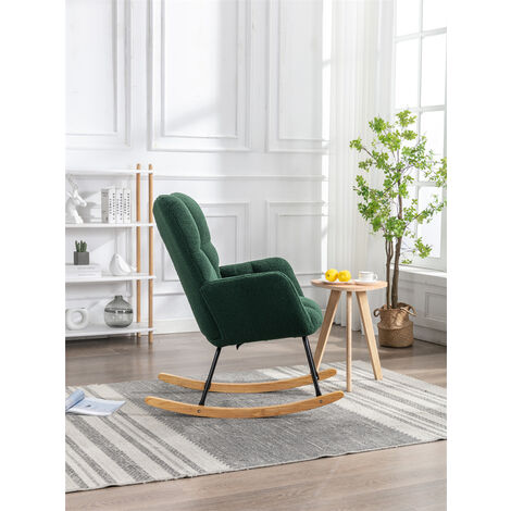 Fauteuil à Bascule Scandinave Tectake - Rembourré, Motif Matelassé, Cadre Acier | Pour Salon, Allaitement, Détente