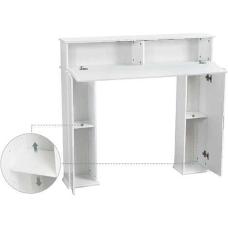 Console manteau de cheminée décorative avec rangements, compartiment secret, 107x100 cm, blanc