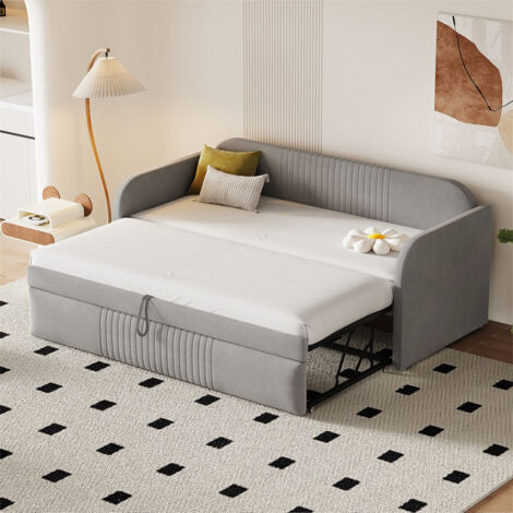 Canapé Lit Convertible 90/180x190cm Avec 2 Tiroirs | Multifonctionnel 2 Places Coton Lin - 9