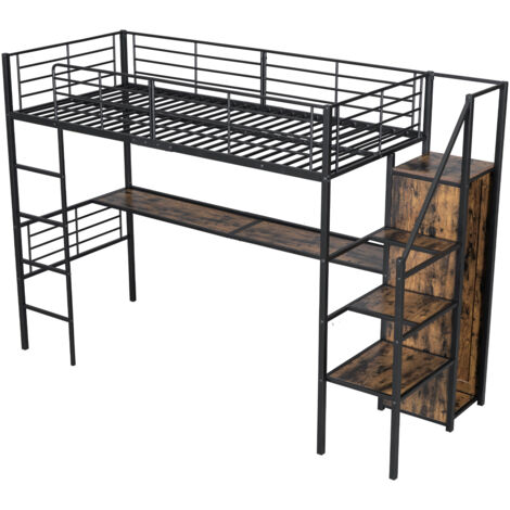 Lit Mezzanine Enfant Avec Bureau Et Rangements – 90x200 Cm, Bois Massif Blanc, Étagères Et Cintres Intégrés - 10
