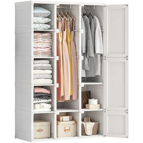 Armoire étagère modulable en plastique blanc casiers Penderies