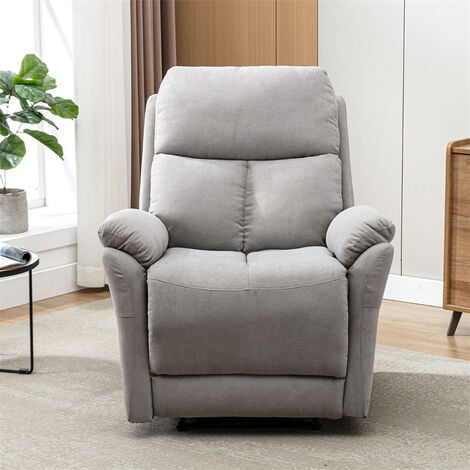 Fauteuil Relax - Chaise Longue Fauteuil Individuel Fauteuil TV en cuir PU - Chaise Manuelle avec Repose-Pieds XXL Gris