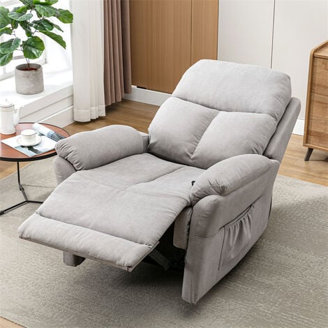Fauteuil Relax - Chaise Longue Fauteuil Individuel Fauteuil TV en cuir PU - Chaise Manuelle avec Repose-Pieds XXL Gris