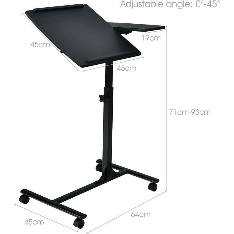 Giantex table de lit à roulettes table d'ordinateur mobile 71-93