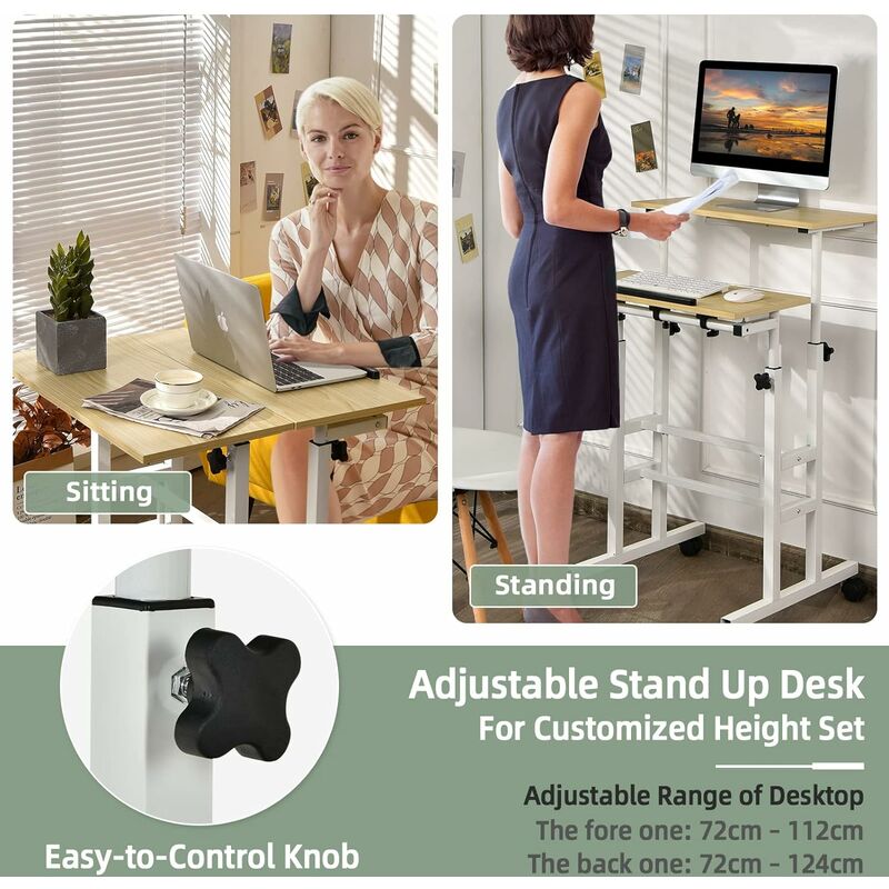 Giantex poste de travail bureau assis-debout réglable en hauteur pour  ordinateur avec plateau pour clavier, système de ressort à gaz et support  de tablette - Conforama