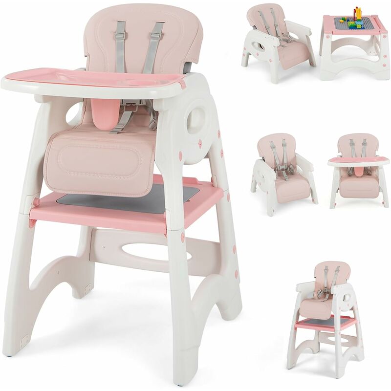 DREAMADE 3 en 1 Chaise Haute Bébé Convertible 6-36Mois avec Siège Réglable, Chaise d'Alimentation