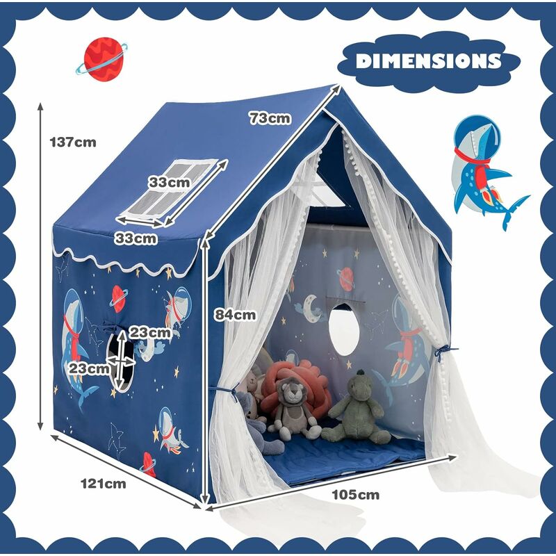 DREAMADE Tente de Jeux Enfant, Cabane Enfant, Tente de Maison de Jeux  Intérieure/Extérieure avec Tapis