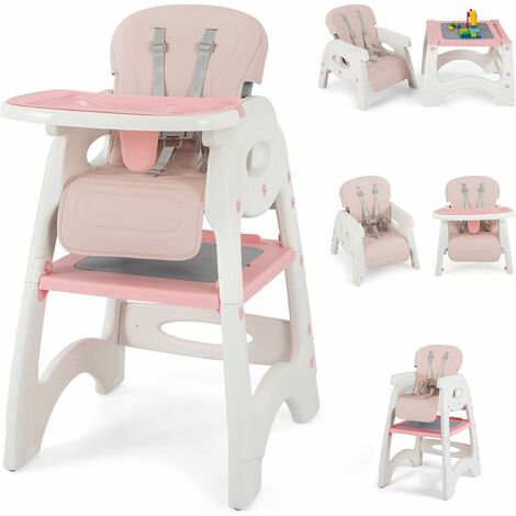 DREAMADE Chaise Haute Bébé Évolutive 6Mois-6Ans avec Dossier Réglable,6 en 1  Chaise Convertible Tout