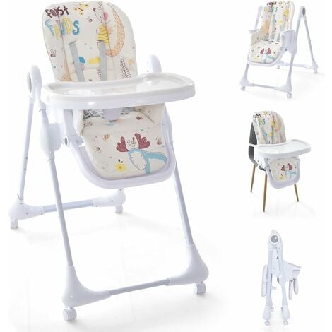 Chaise haute pliante 3 en 1 pour bébé, siège rehausseur de salle à manger  réglable en hauteur avec plateau amovible et plateau alimentaire réglable à  3 positions 
