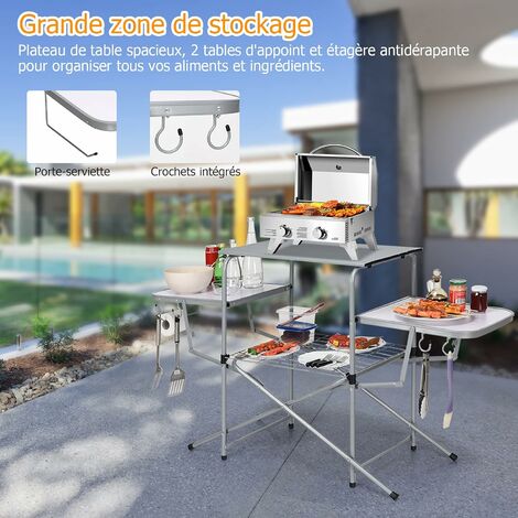 Table Pliante en Filet, Table de Barbecue Multifonction Durable et  résistante aux températures élevées pour Barbecue de Camping à Domicile