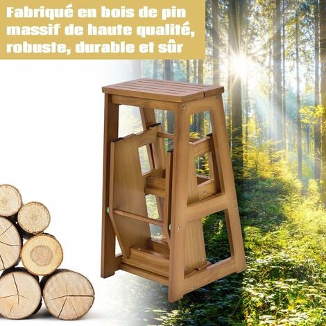 Chaise d'échelle domestique en bois massif, tabouret pliant à double usage,  pédale d'escalade intérieure, escalier multifonction - AliExpress