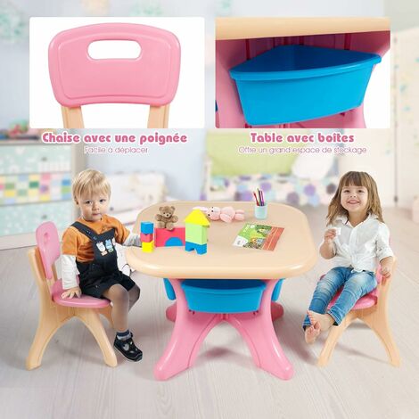 Table enfant plastique rouge 55 x 66 x 43 cm - Table enfant extérieur -  Table d'appoint
