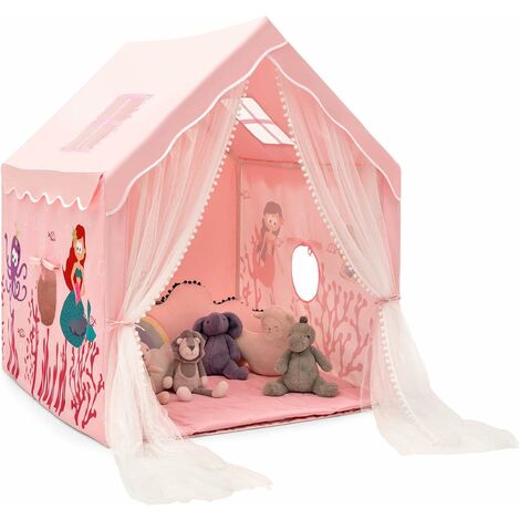 Tipi Enfant avec Tapis Rose Exterieur Interieur Tente Anti UV Bébé Cabane  Chambre Fille Garcon - 120x120x130