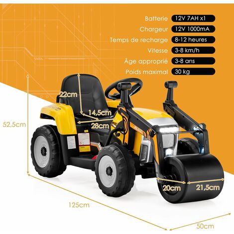 GOPLUS Tracteur Enfants, Voiture pour Enfants avec 6 Roues, Remorque  Amovible, Bulldozer Jouet d'Imitation Non Electrique, Tracteur de  Construction pour Tout-Petit 3-6 Ans, Charge 35KG (Jaune) : : Jeux  et Jouets