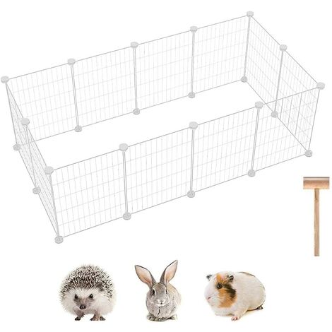 NICEME 12 Panels Small Animals Pen Playpens Cage for Rabbit, Guinea Pigs, Puppy, Bunny Pet Indoor/Outdoor, DIY Metal Wire Storage Cubes Organizer for Living Room/Bedroom White