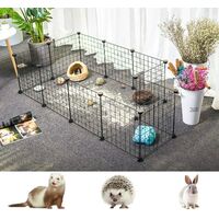 NICEME 12 Panels Small Animals Pen Playpens Cage for Rabbit, Guinea Pigs, Puppy, Bunny Pet Indoor/Outdoor, DIY Metal Wire Storage Cubes Organizer for Living Room/Bedroom Black
