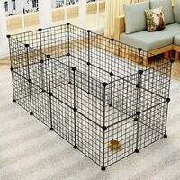 NICEME 12 Panels Small Animals Pen Playpens Cage for Rabbit, Guinea Pigs, Puppy, Bunny Pet Indoor/Outdoor, DIY Metal Wire Storage Cubes Organizer for Living Room/Bedroom Black