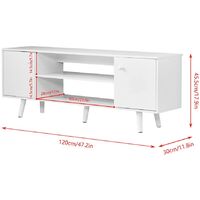 NICEME TV Stand Cabinet Entertainment Table with 2 Doors Shelves Bedroom Living Room for 32 to 55 inches TV White