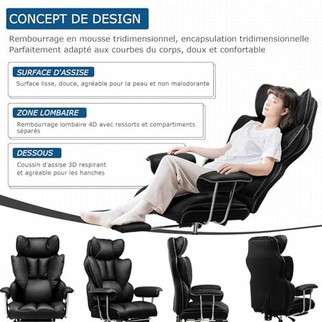 Chaise Gaming Ergonomique Repose-pieds Fauteuil Gamer Devoko Ergonomique Rouge – Chaise Bureau Avec Repose-Pieds, Appui-Tête & Lombaire Massage, 150 Kg
