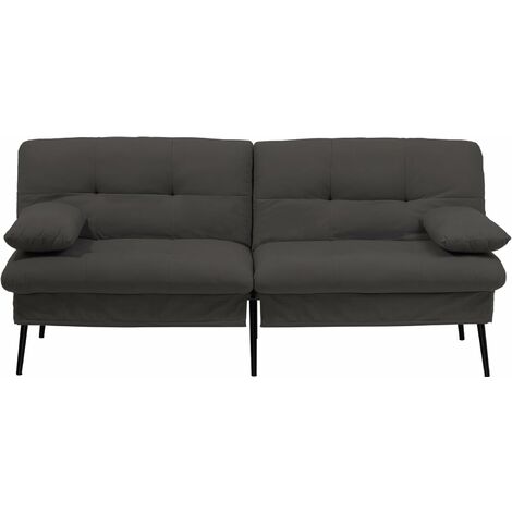 Comhoma – Canapé convertible 3 places en velours de coton – Dossier réglable 5 niveaux – Dimensions 172 x 60 x 94 cm – Pieds métalliques noir (1/5)