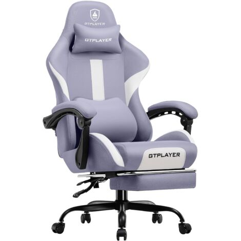Chaise Gaming, Chaise de Gamer, Chaise de Bureau Respirante en Tissu de Haute Qualité, Chaise PC Ergonomique, Chaise de Bureau Réglable et Pivotante avec Repose-Pieds, Violet