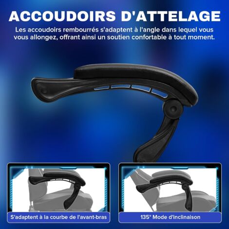 Chaise de gaming - LUCKRACER - Repose-pieds - Accoudoirs intégrés - Réglable en hauteur - Informatique