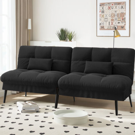 Comhoma – Canapé convertible 3 places en L – Dossier réglable 5 niveaux – Tissu velours doux – Dimensions 174x51x72 cm – Facile à assembler